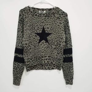 Cheerleader CHRLDR Gray Leopard Star Detail Sweatshirt Sz XS